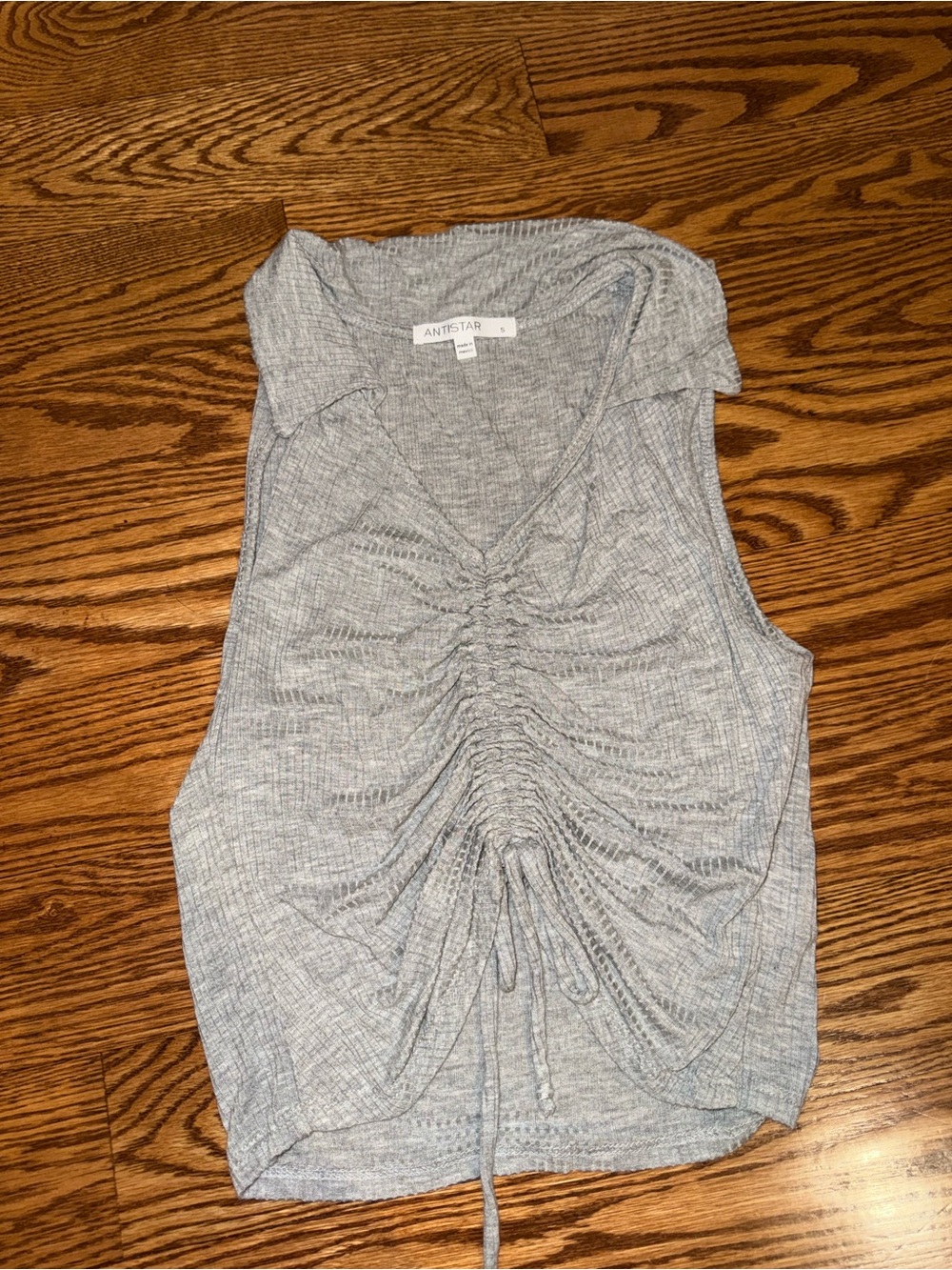 Women's Gray Ruched Sleeveless Top